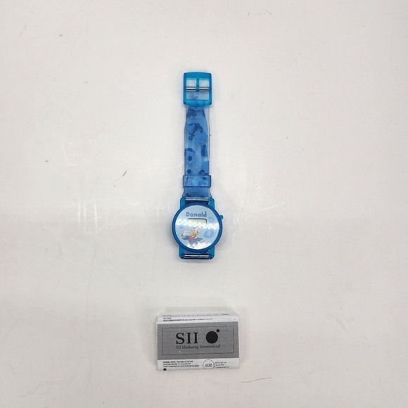 Vintage Disney Donald Duck Promo Digital Wrist Watch Blue Spiral Pattern 7 3/4" - Picture 3 of 4